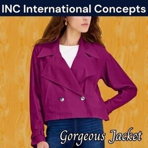 INC INTRNTL CONCEPTS Lightweight Short Double-Breasted Cranberry Jacket/XL NWT